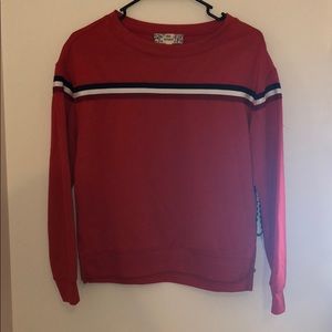 Red Striped Scoop Neck Sweater